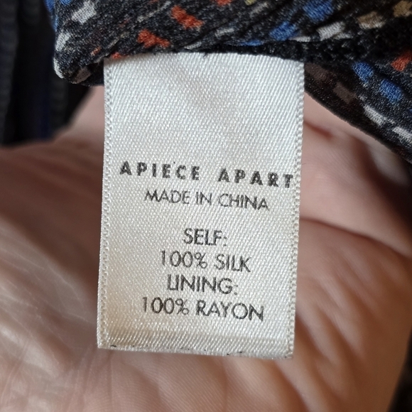 A Piece Apart 100% Silk Printed V Neck Baby Doll High Neck Blouse, sz 4 - Picture 5 of 8